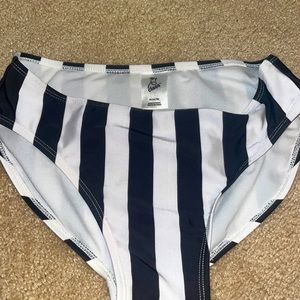 Black and White Striped Kids Bikini Bottoms